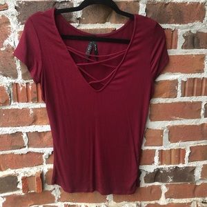 Burgundy criss cross top